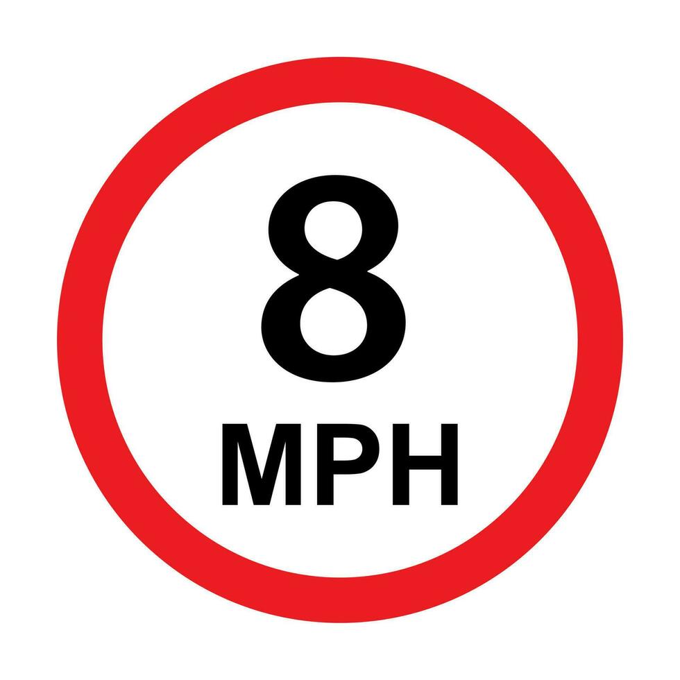 8 MPH road traffic sign icon vector for graphic design, logo, website, social media, mobile app, UI illustration