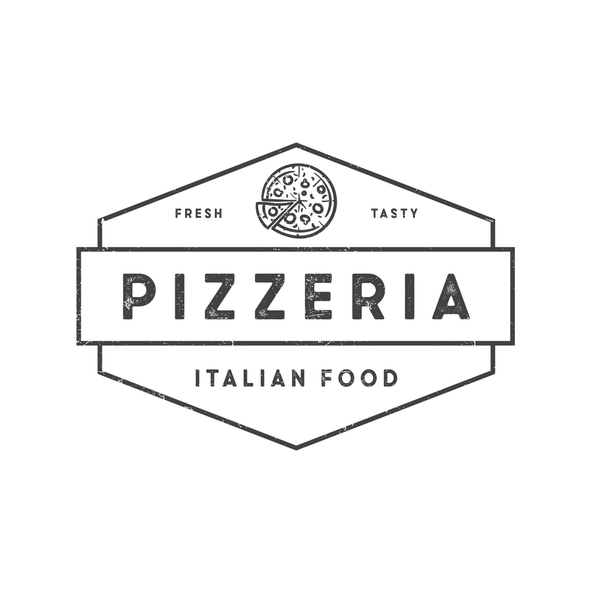 Pizza house simple logo with vintage style. Simple illustration of