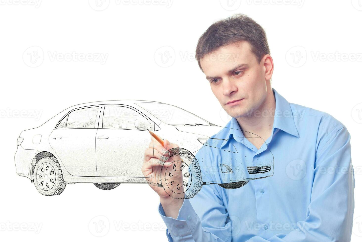 Men drawing car photo