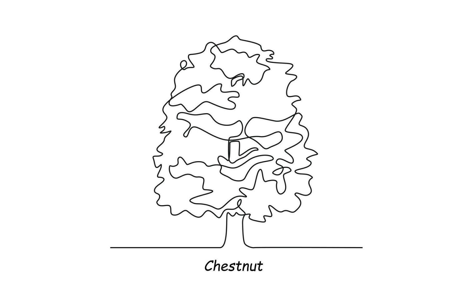 Single one line drawing chestnut. Tree concept. Continuous line draw design graphic vector illustration.