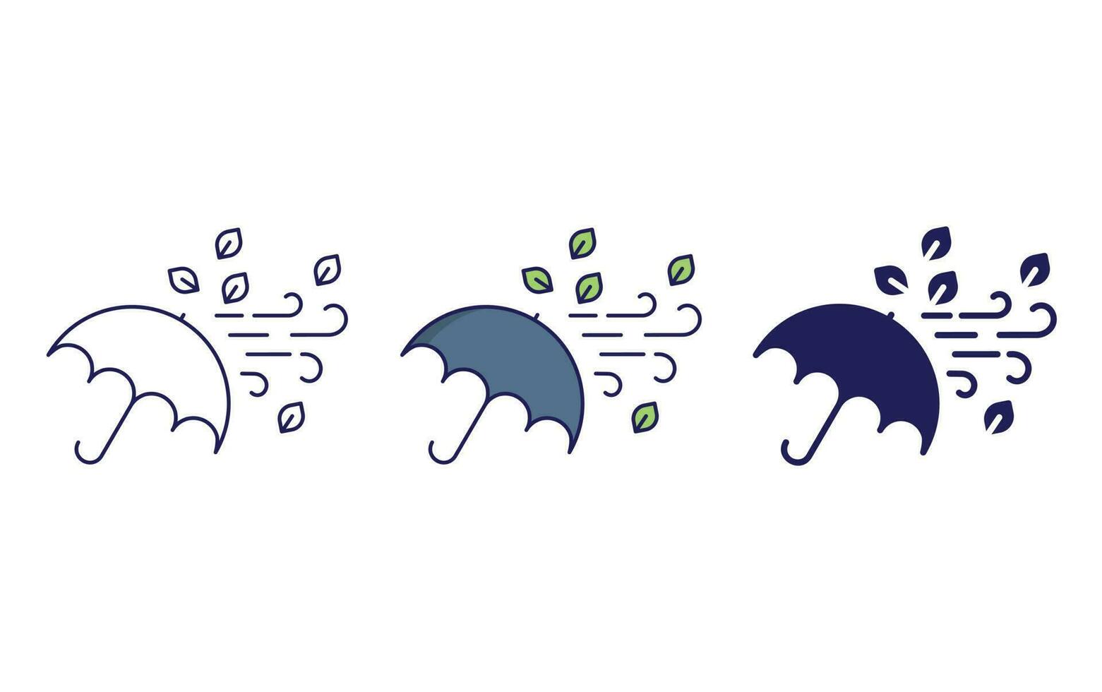 Umbrella wind vector icon