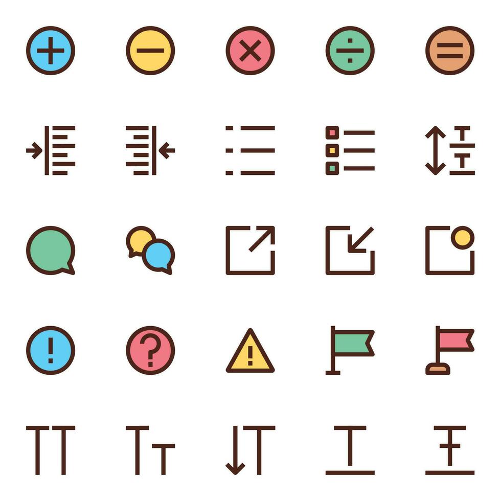 Filled color outline icons for User interface. vector