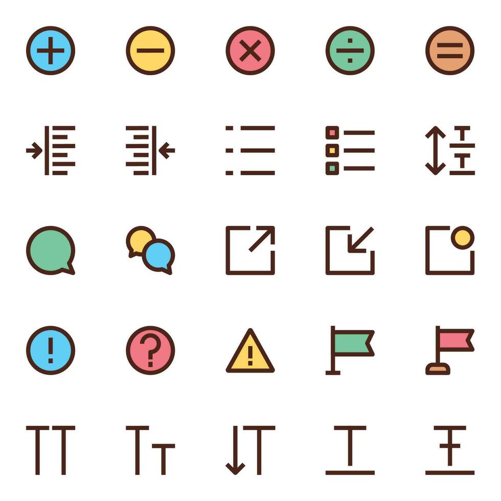 Filled color outline icons for User interface. vector