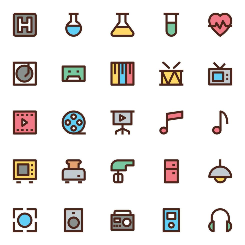 Filled color outline icons for User interface. vector