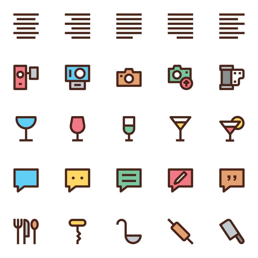 Filled color outline icons for User interface. vector
