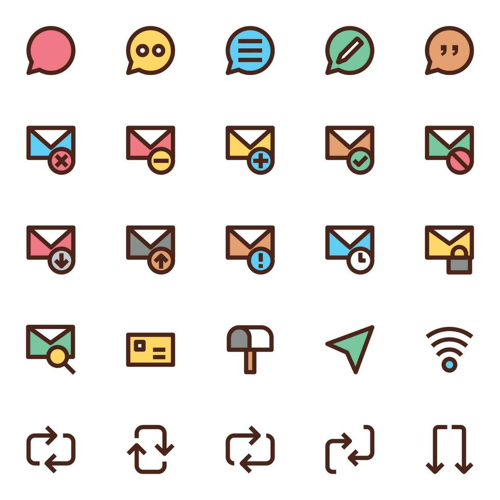 Filled color outline icons for User interface. vector