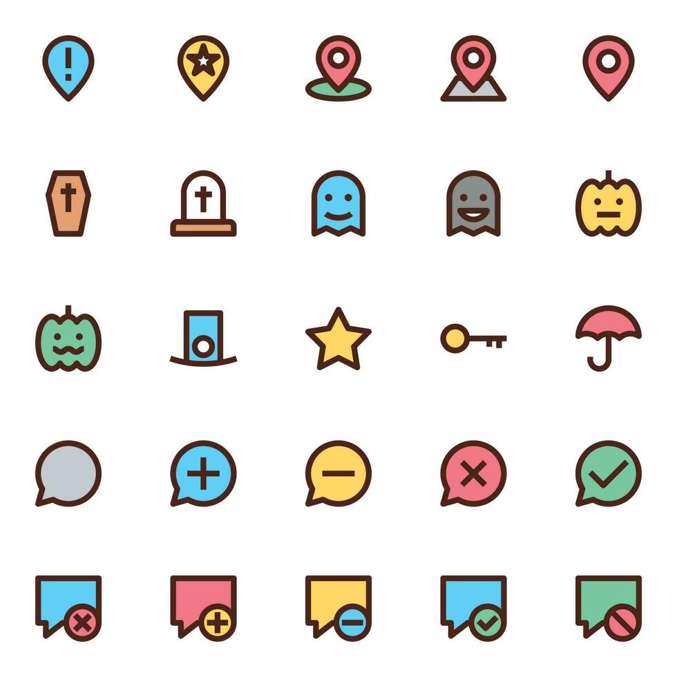 Filled color outline icons for User interface. vector