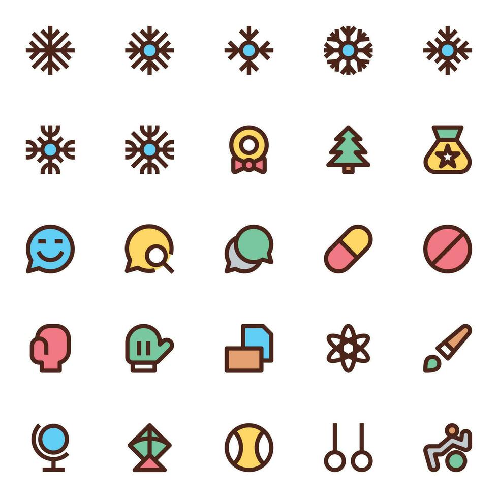 iconos de contorno de color rellenos para la interfaz de usuario. vector