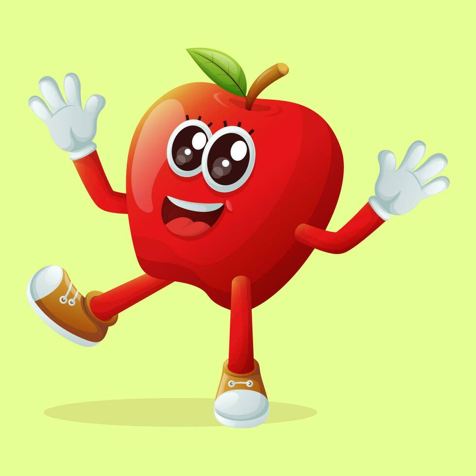 Cute apple character smiling with a happy expression vector