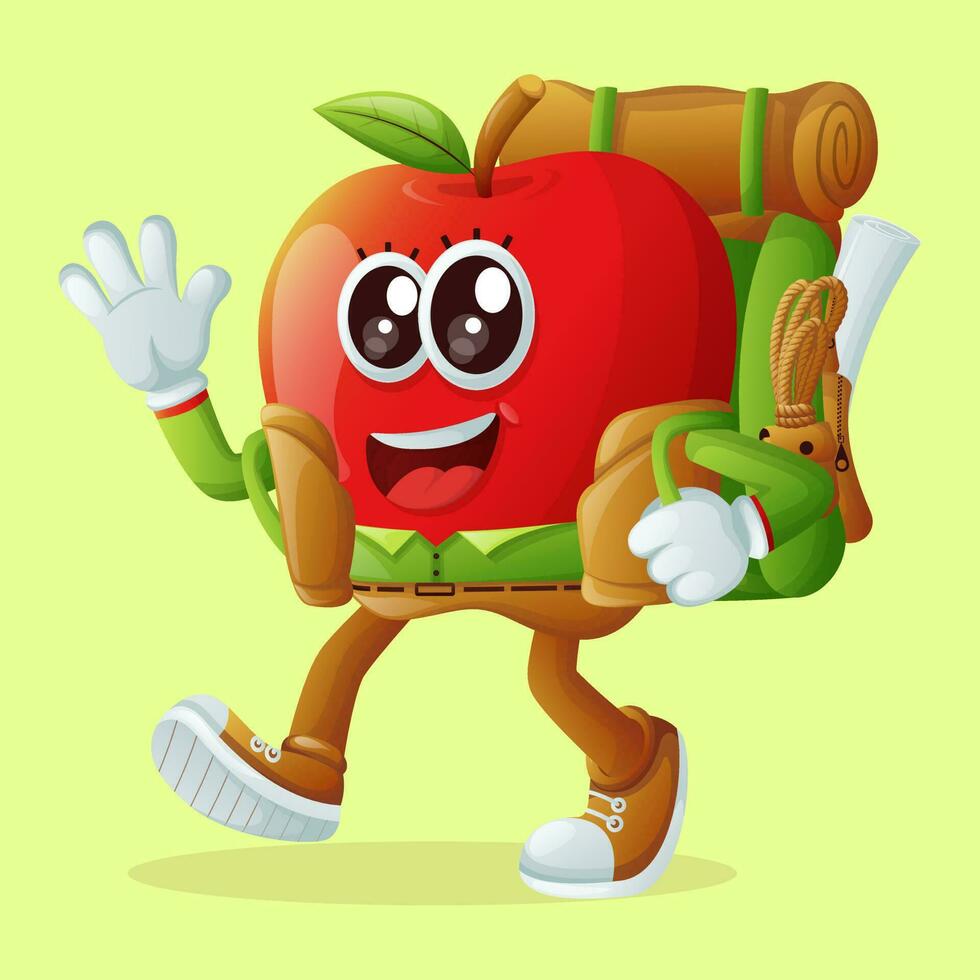 Cute apple character on vacation vector