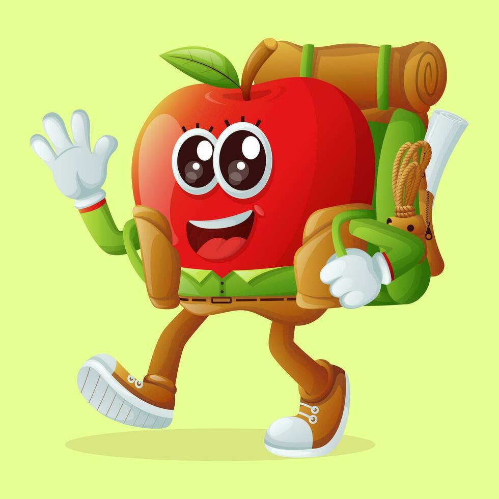 Cute apple character on vacation vector