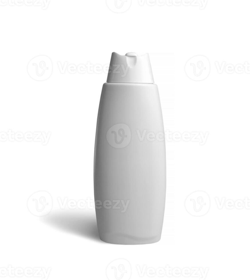 White bottle for soap, cream or shampoo on a white isolated background photo