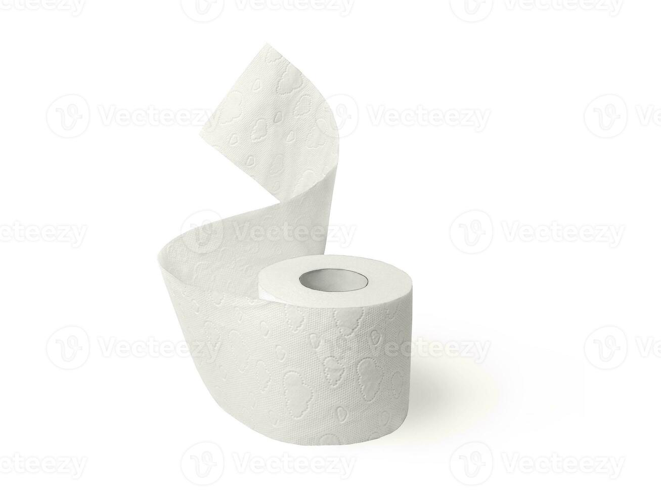 Roll of soft toilet paper on a white background photo