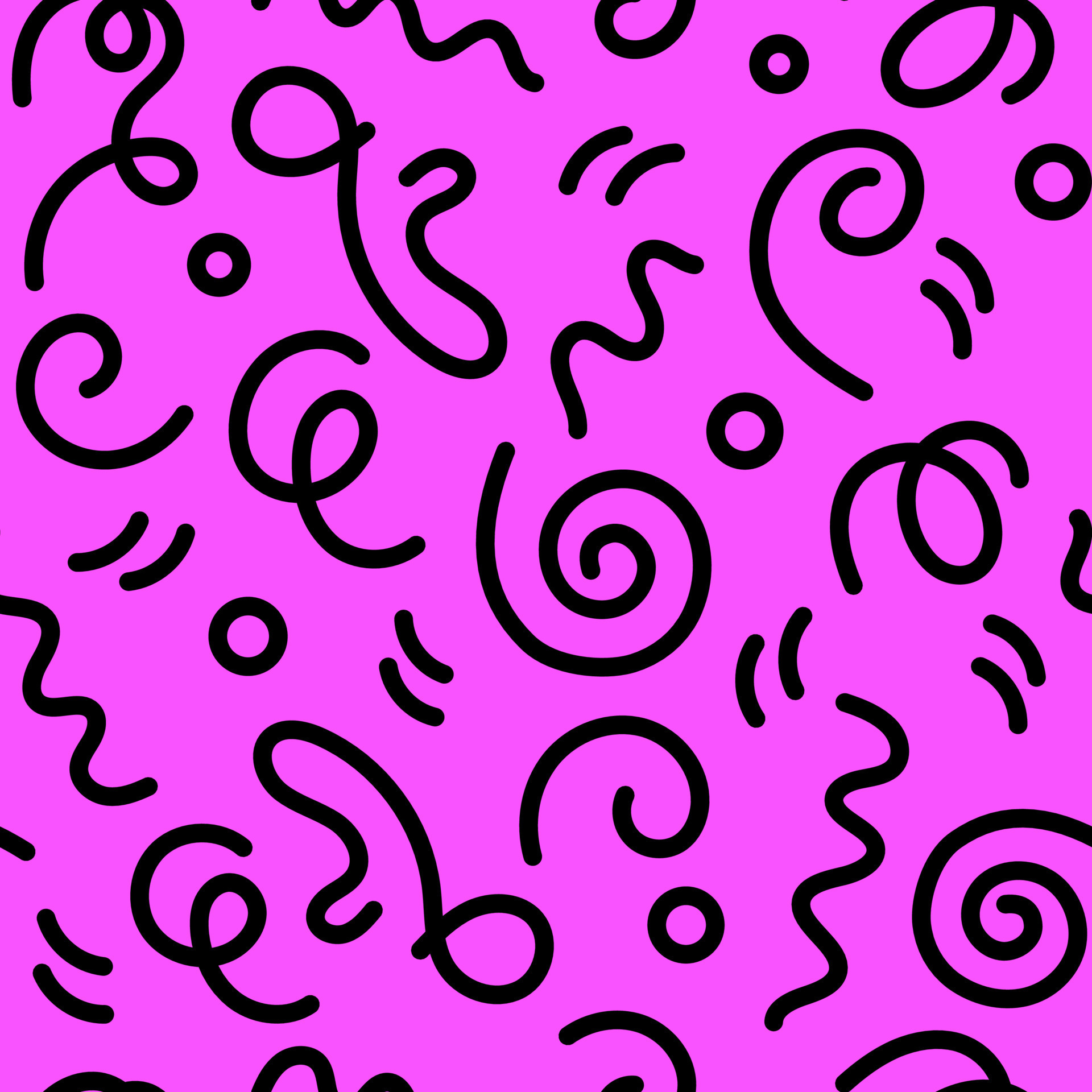Doodle 90s style seamless pattern on pink background with kid squiggles.  Flat vector retro illustration 23261784 Vector Art at Vecteezy