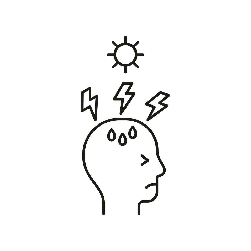 Risk to have heat stroke from sun. High body temperature, sweat