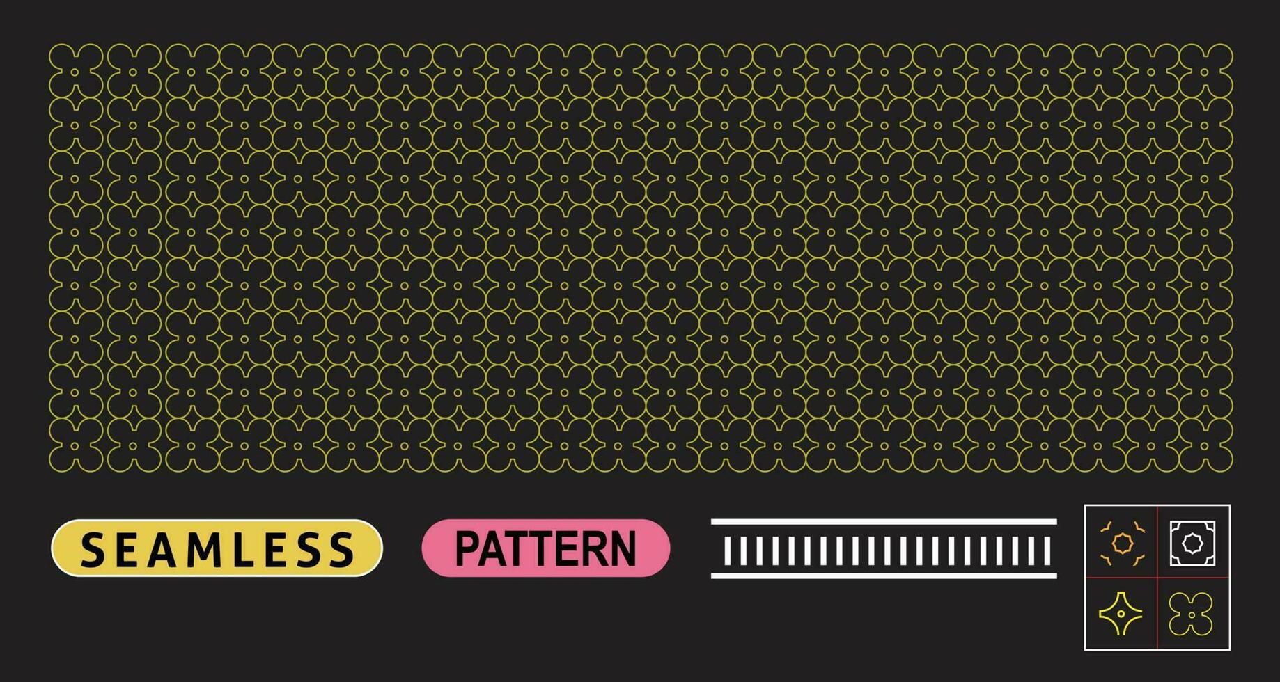 Editable Geometric flower shape Seamless pattern with 3 Free Repeatable patterns vector