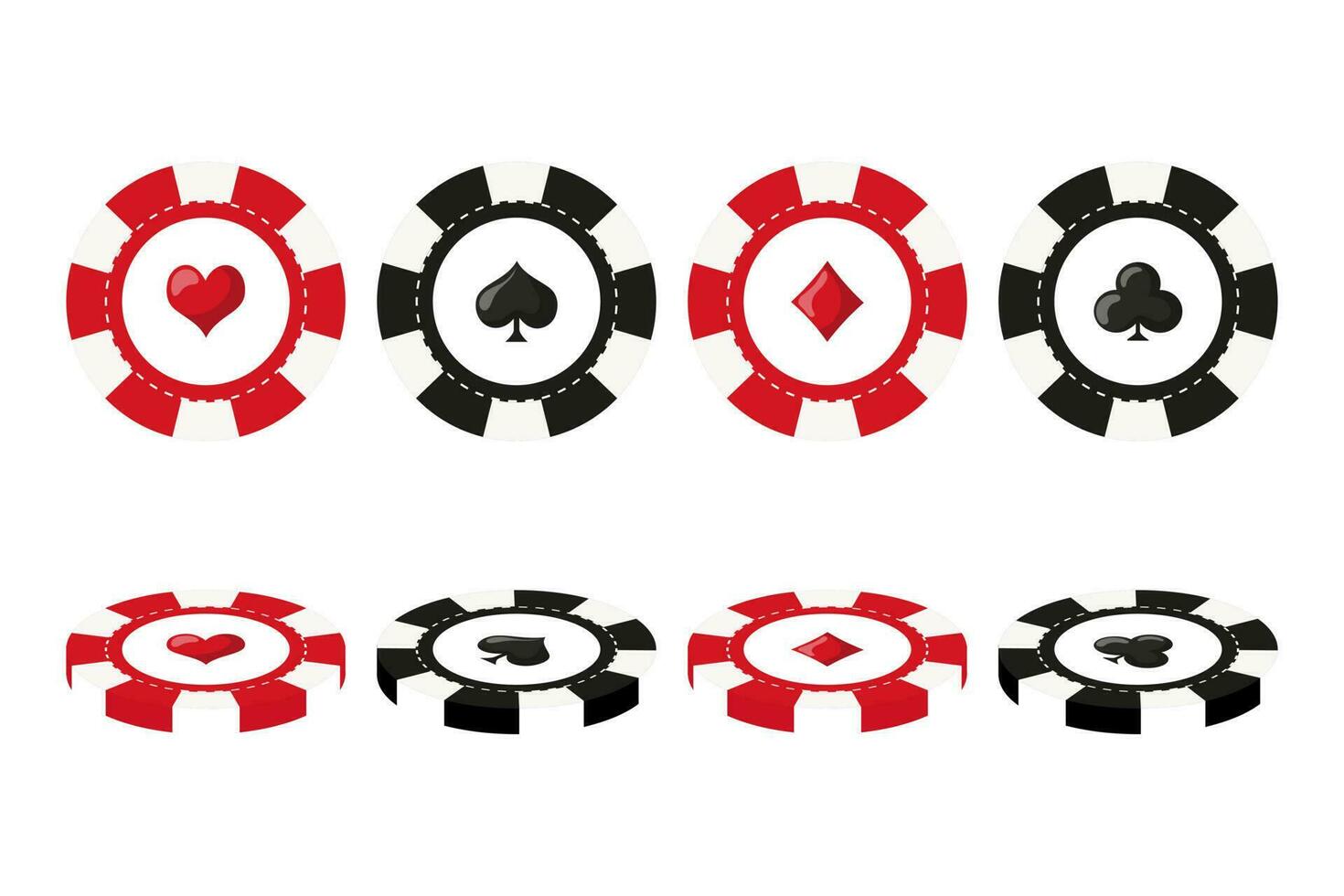 Casino chips for poker or roulette. Elements for logo, website or background. Casino icons, vector