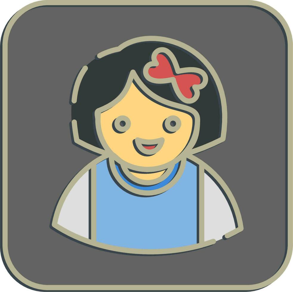 Icon school girl. School and education elements. Icons in embossed style. Good for prints, posters, logo, advertisement, infographics, etc. vector