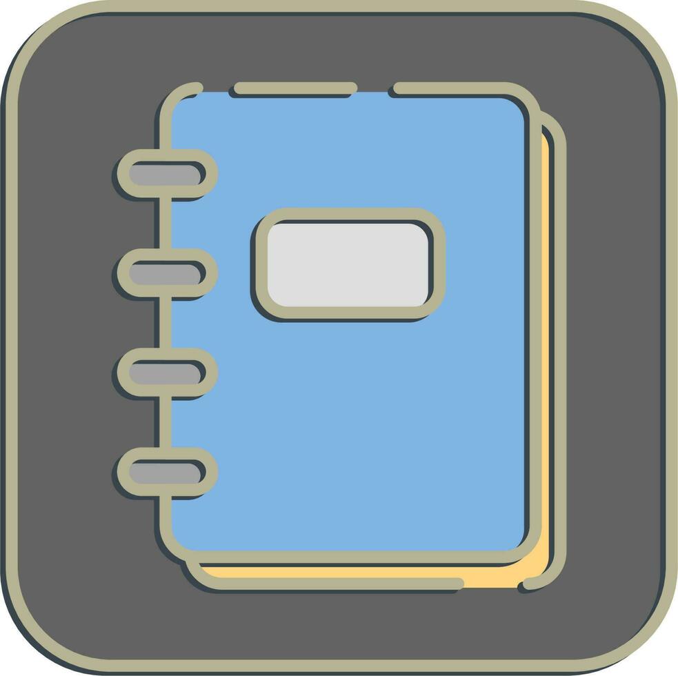 Icon note book. School and education elements. Icons in embossed style. Good for prints, posters, logo, advertisement, infographics, etc. vector