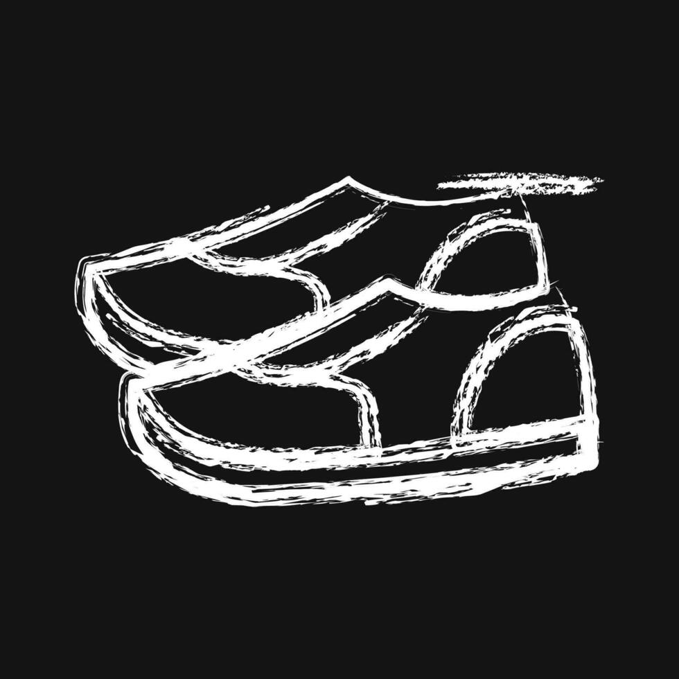 Icon shoes. School and education elements. Icons in chalk style. Good for prints, posters, logo, advertisement, infographics, etc. vector