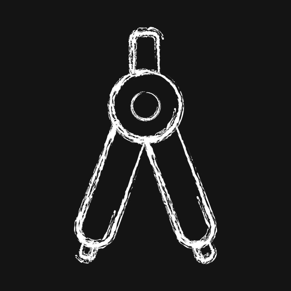 Icon pair of compasses. School and education elements. Icons in chalk style. Good for prints, posters, logo, advertisement, infographics, etc. vector