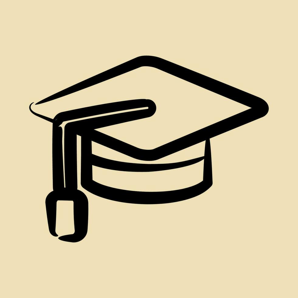 Icon graduation cap. School and education elements. Icons in hand drawn style. Good for prints, posters, logo, advertisement, infographics, etc. vector