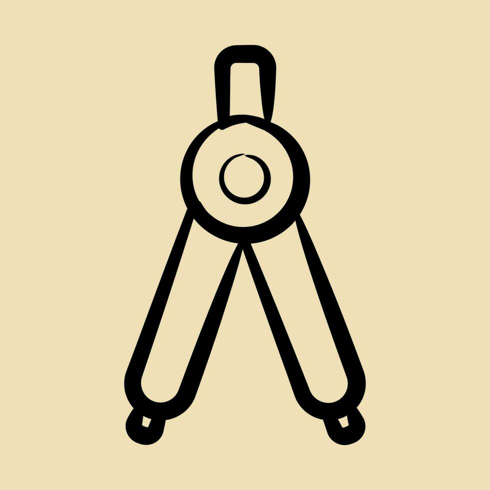 Icon pair of compasses. School and education elements. Icons in hand drawn style. Good for prints, posters, logo, advertisement, infographics, etc. vector