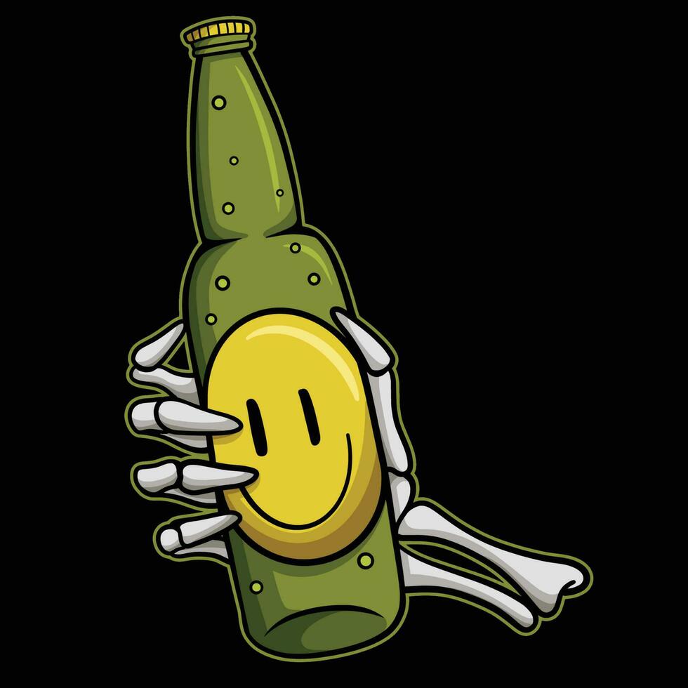 Skull Hand beer bottle vector