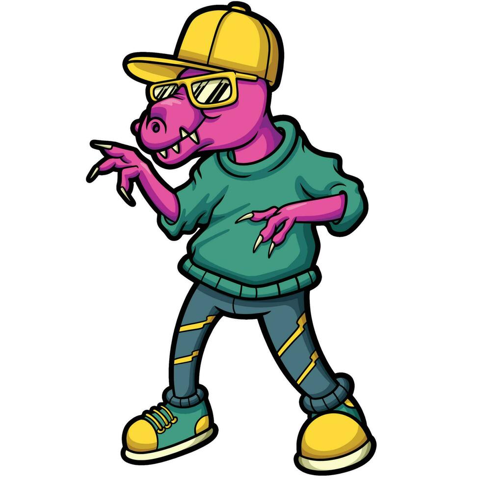 dinosaurio rap personaje vector