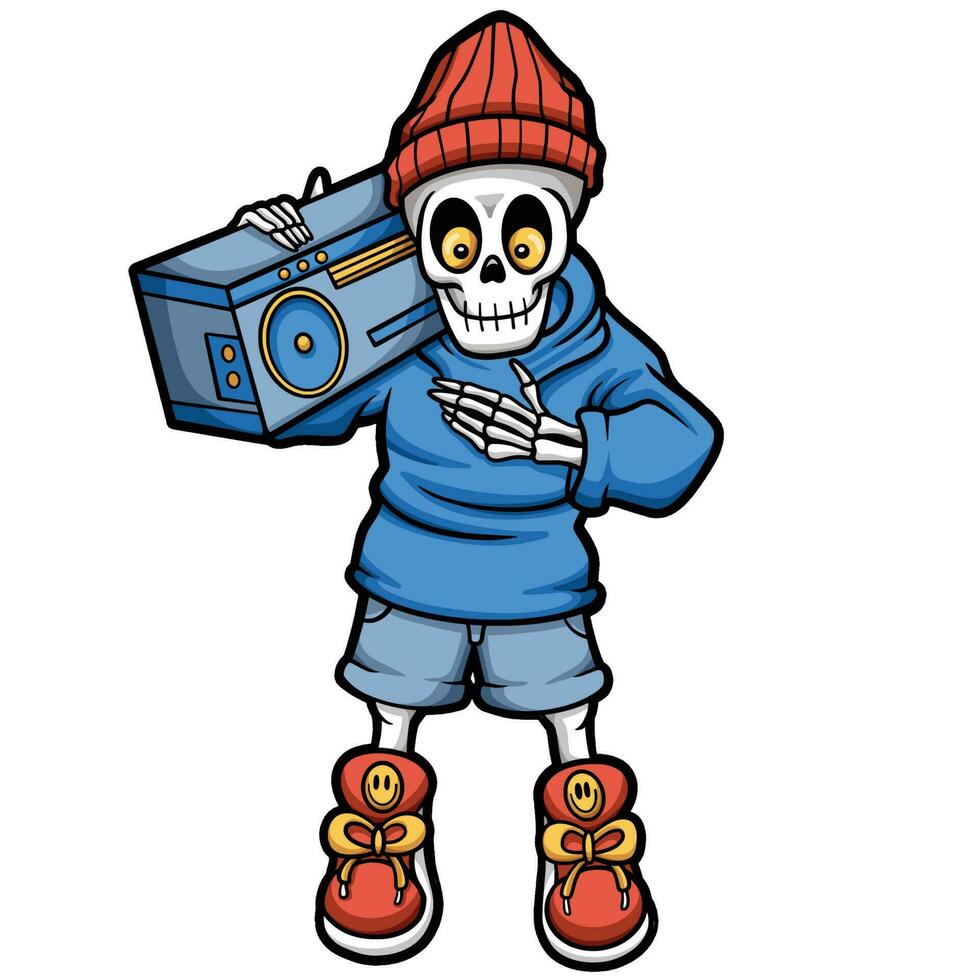 Boombox Skull Character vector