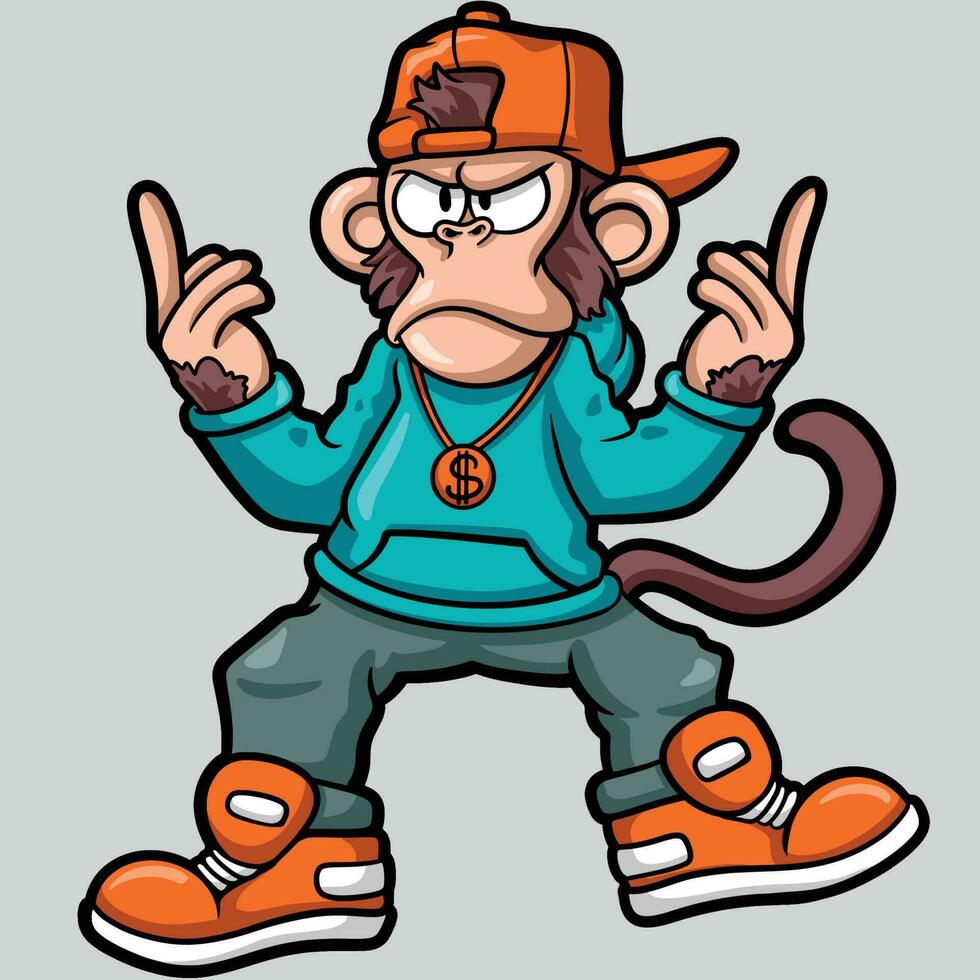 cool monkey hip hop vector