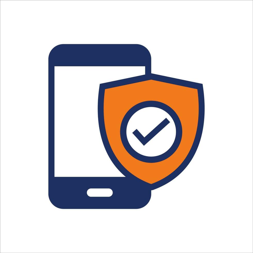 insurance plan and shield icon on phone buy insurance online flat icon vector