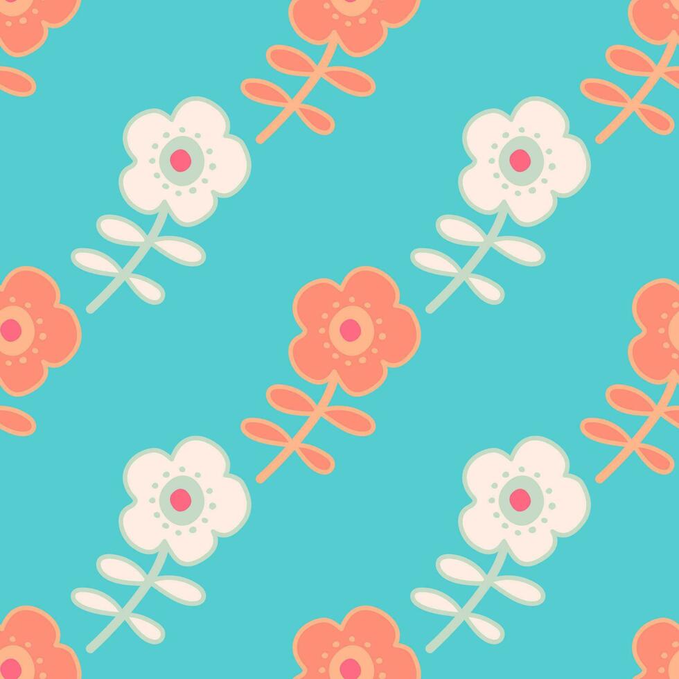 Doodle stylized flowers seamless pattern. Decorative naive botanical wallpaper. Cute flower background. vector