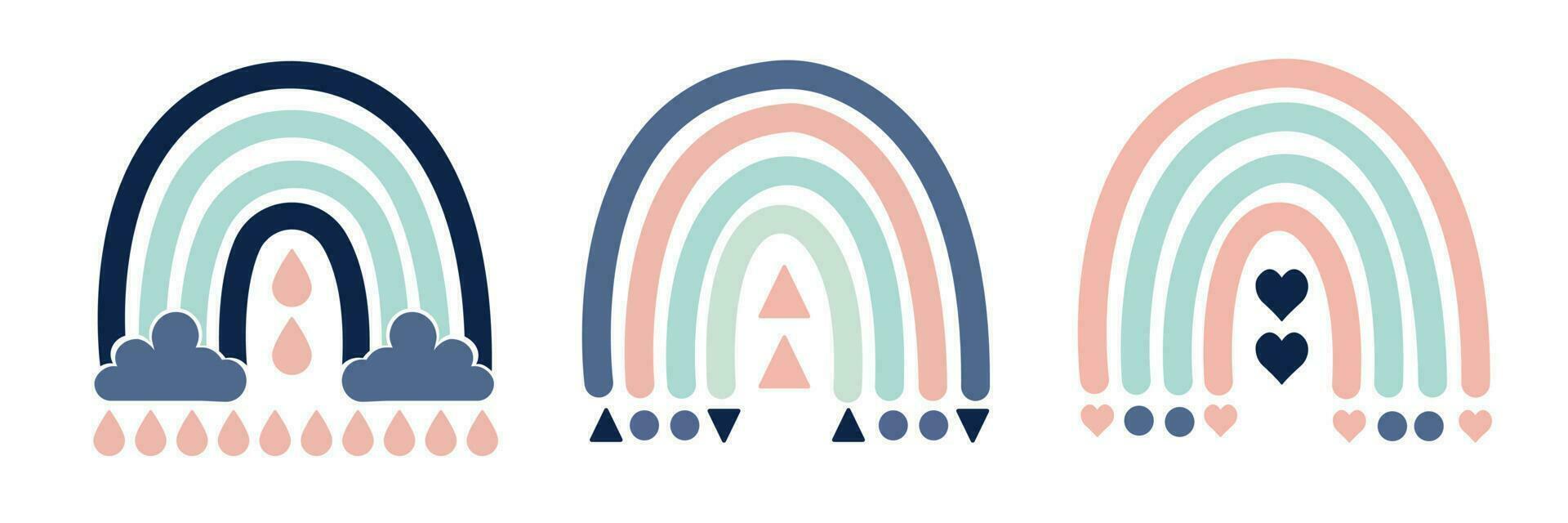 Rainbow icon set, Flat color design. Vector Illustration.