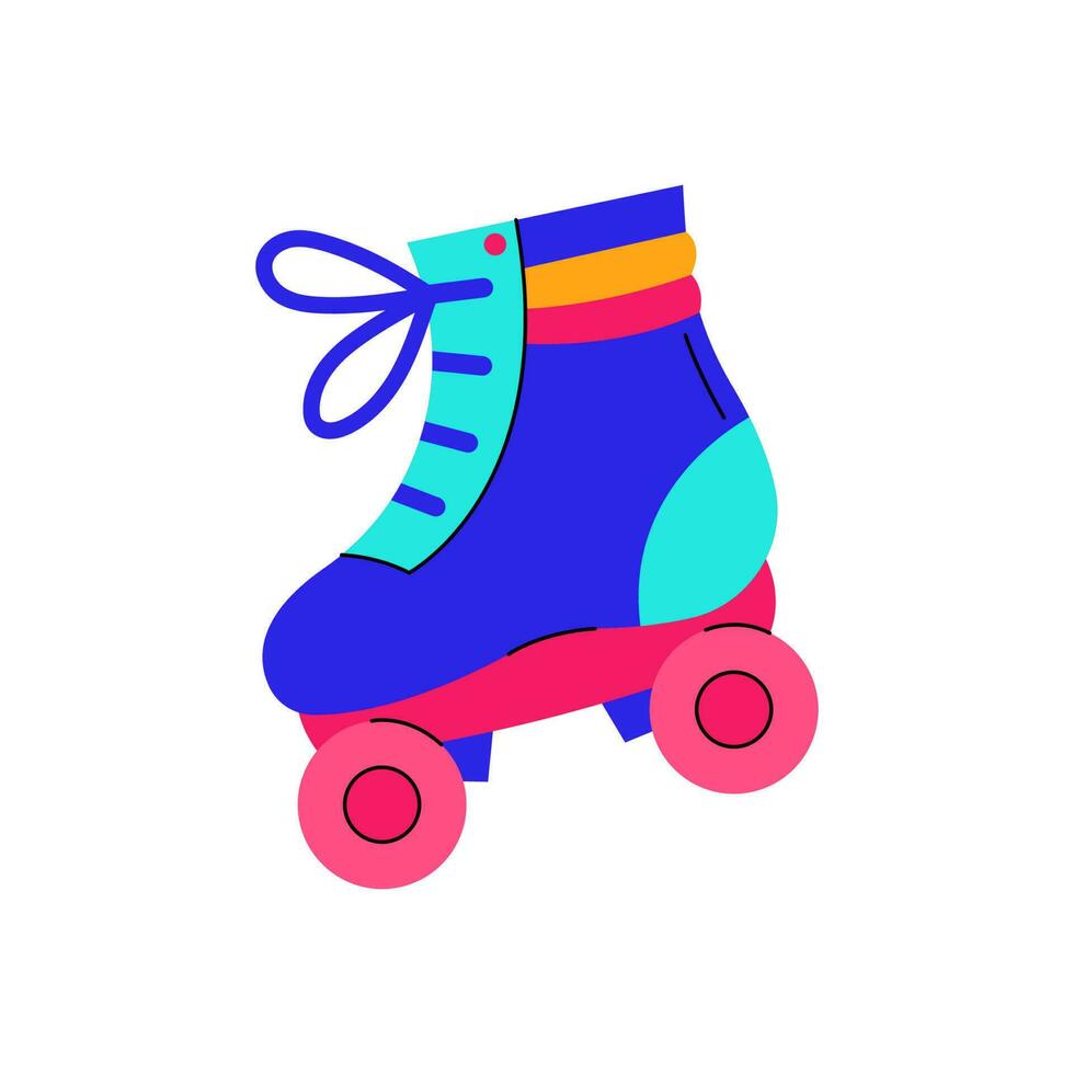 Roller skates of 80s-90s in trendy style. vector