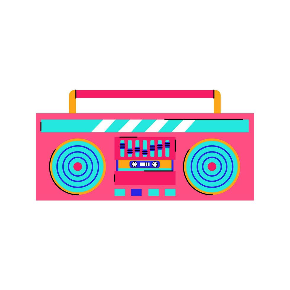 Vintage boombox in trendy style isolated on a white background. 80s-90s concept. vector