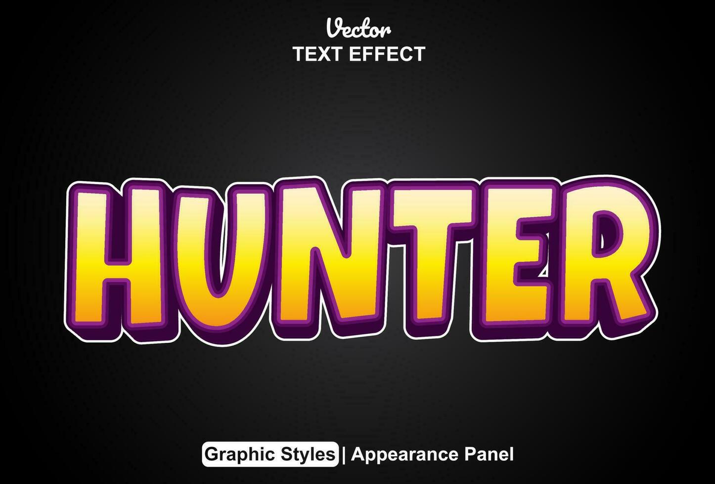 hunter text effect with orange graphic style and editable vector
