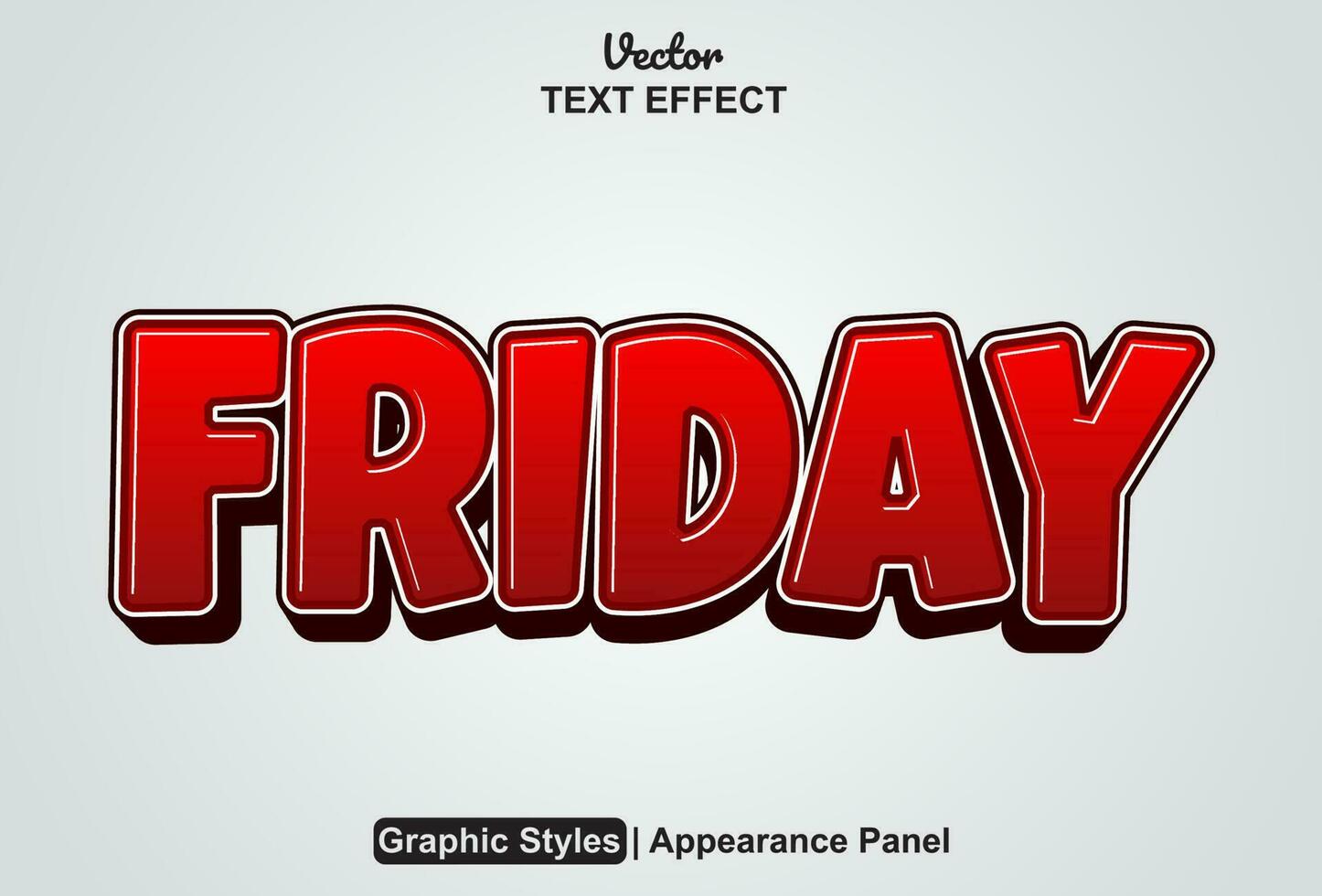 friday text effect with red color graphic style and editable. vector