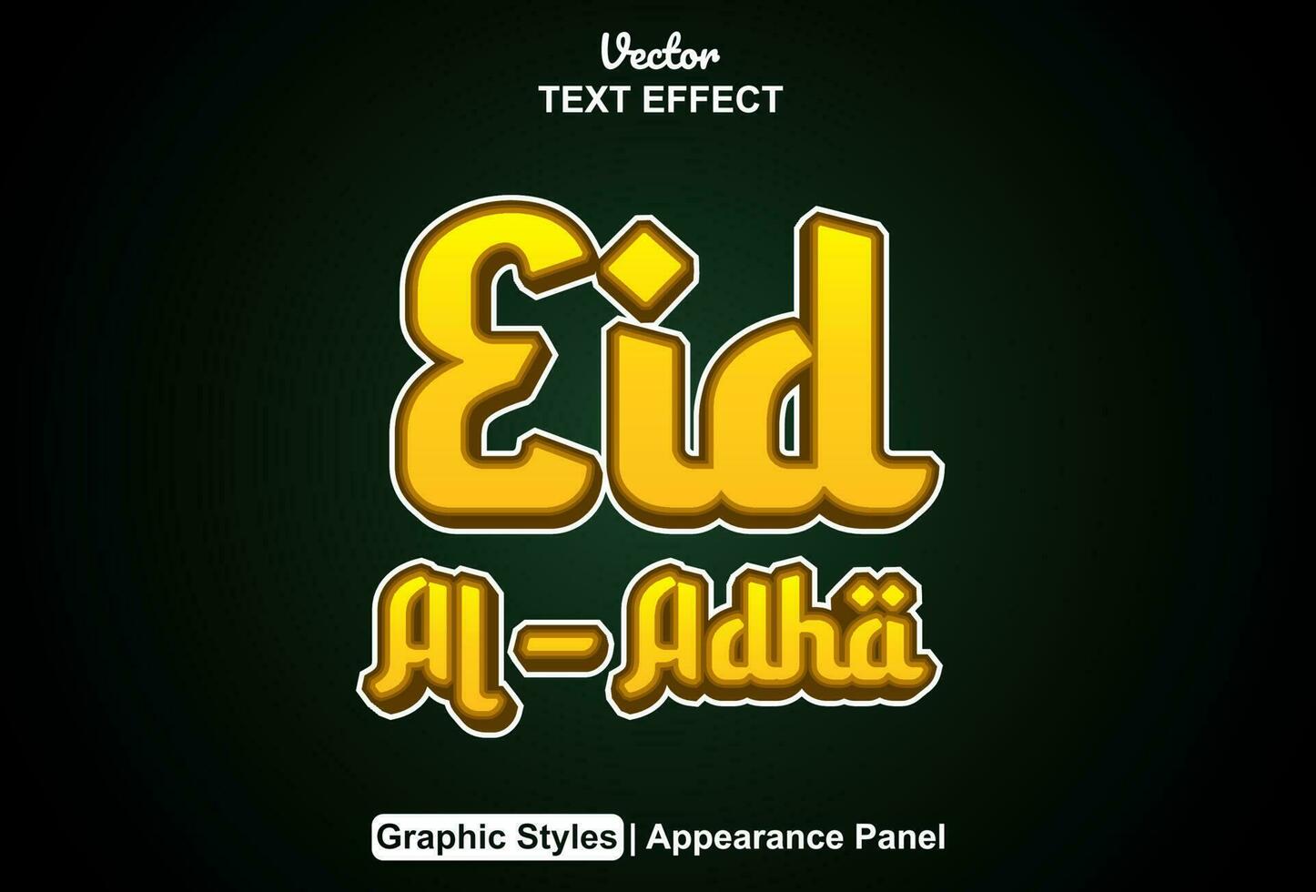 eid al adha text effect with yellow graphic style and editable. vector