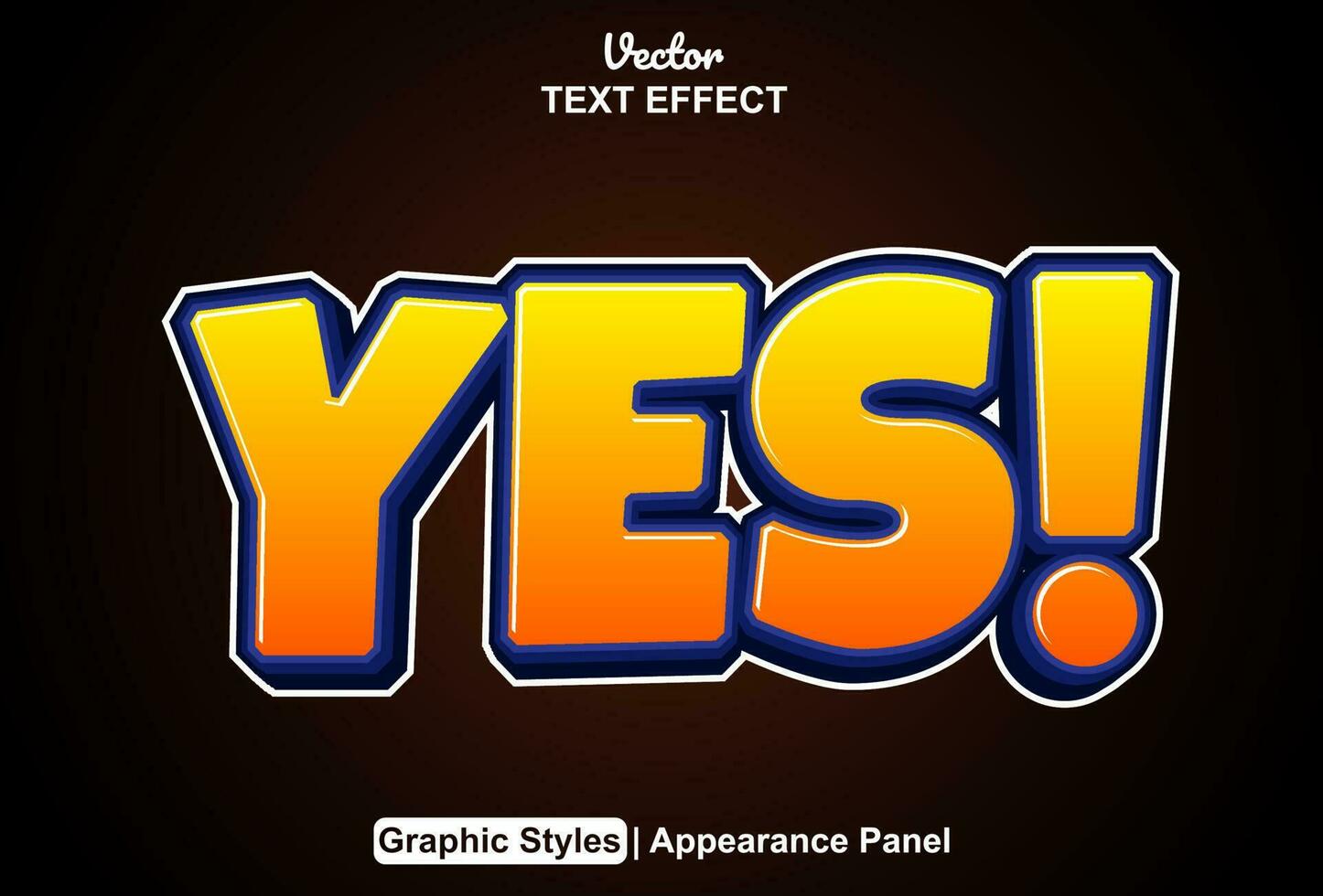 yes text effect with orange graphic style and editable. vector
