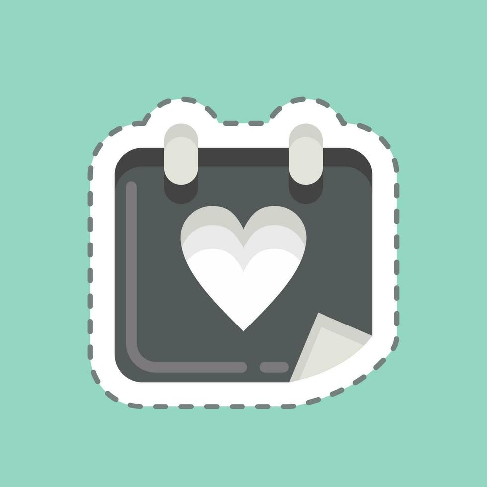 Sticker line cut Wedding Day. related to Decoration symbol. simple design editable. simple illustration vector