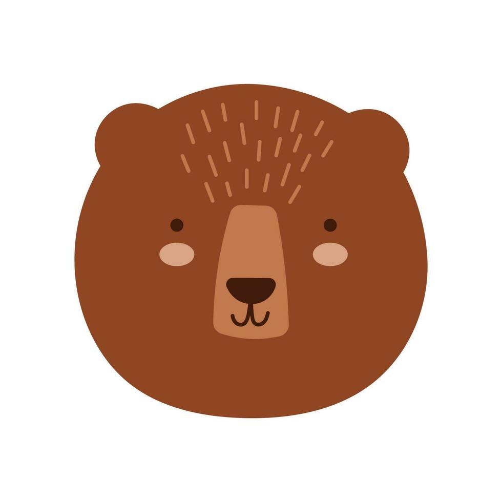 Kawaii Face Bear. Scandinavian face bear. Element for print, postcard and poster. Vector illustration