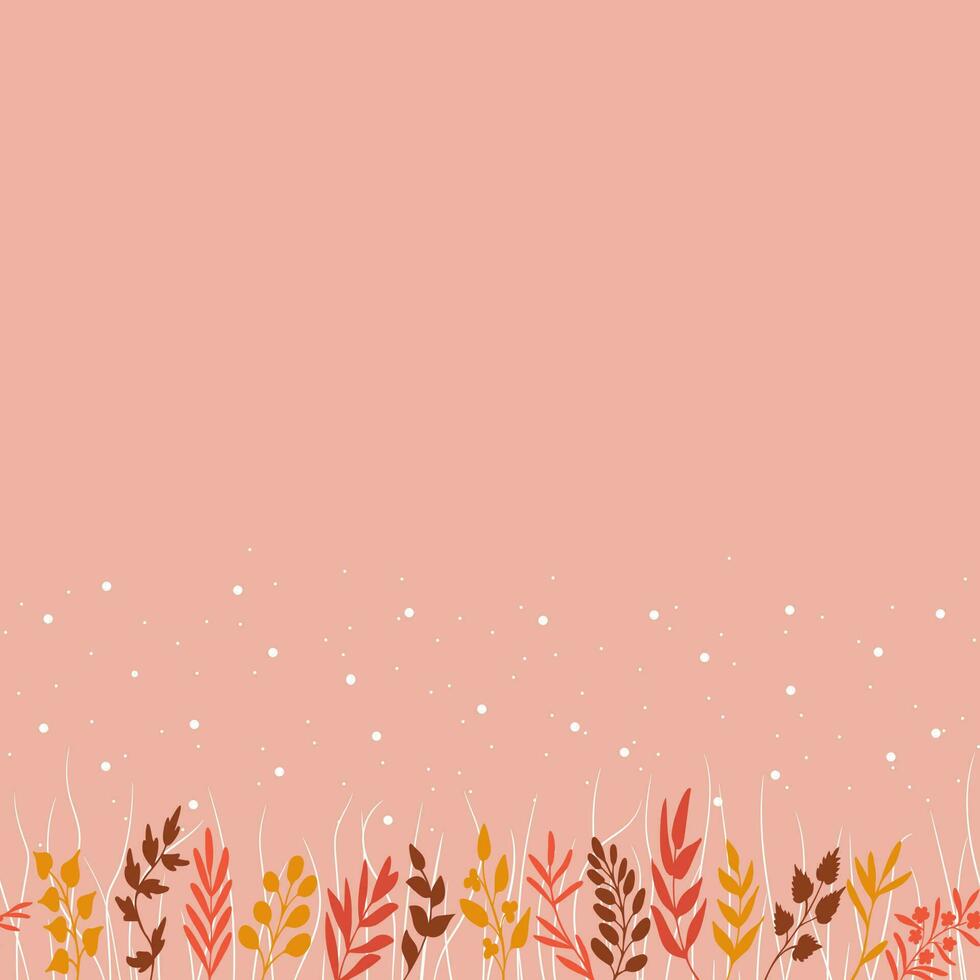 Retro color herbs, grass, stars seamless border vector