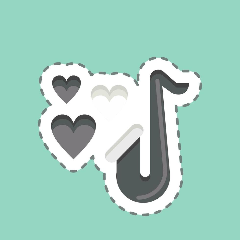 Sticker line cut Saxophone. related to Decoration symbol. simple design editable. simple illustration vector