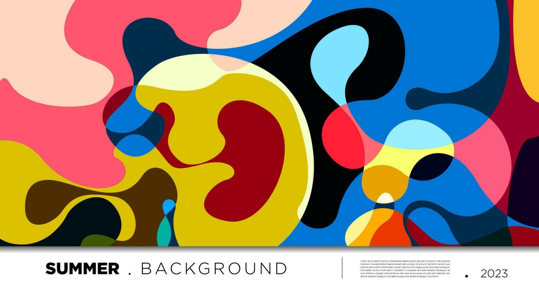 Vector colorful abstract fluid and geometric background for summer 2023