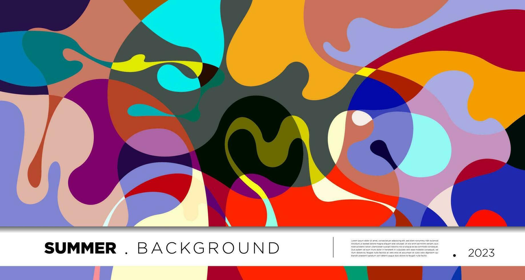 Vector colorful abstract fluid and geometric background for summer 2023