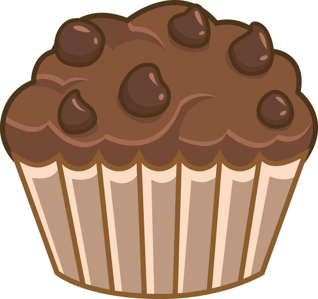 chocolate chips muffin vector