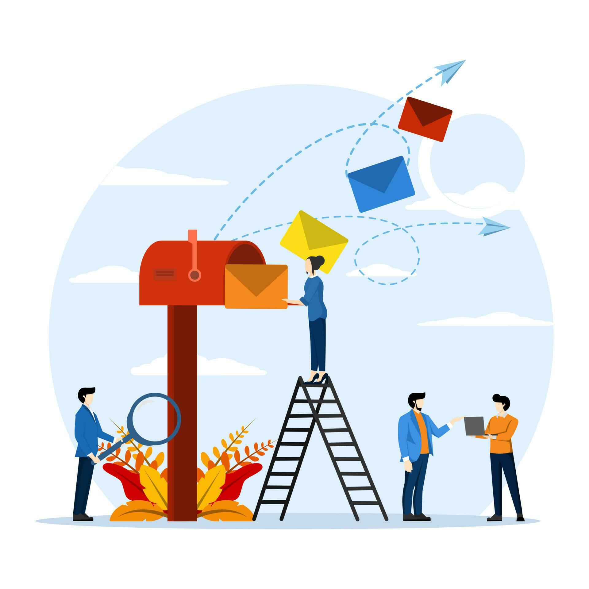 mailbox with mail, receiving mail, sorting, web mail or mobile service