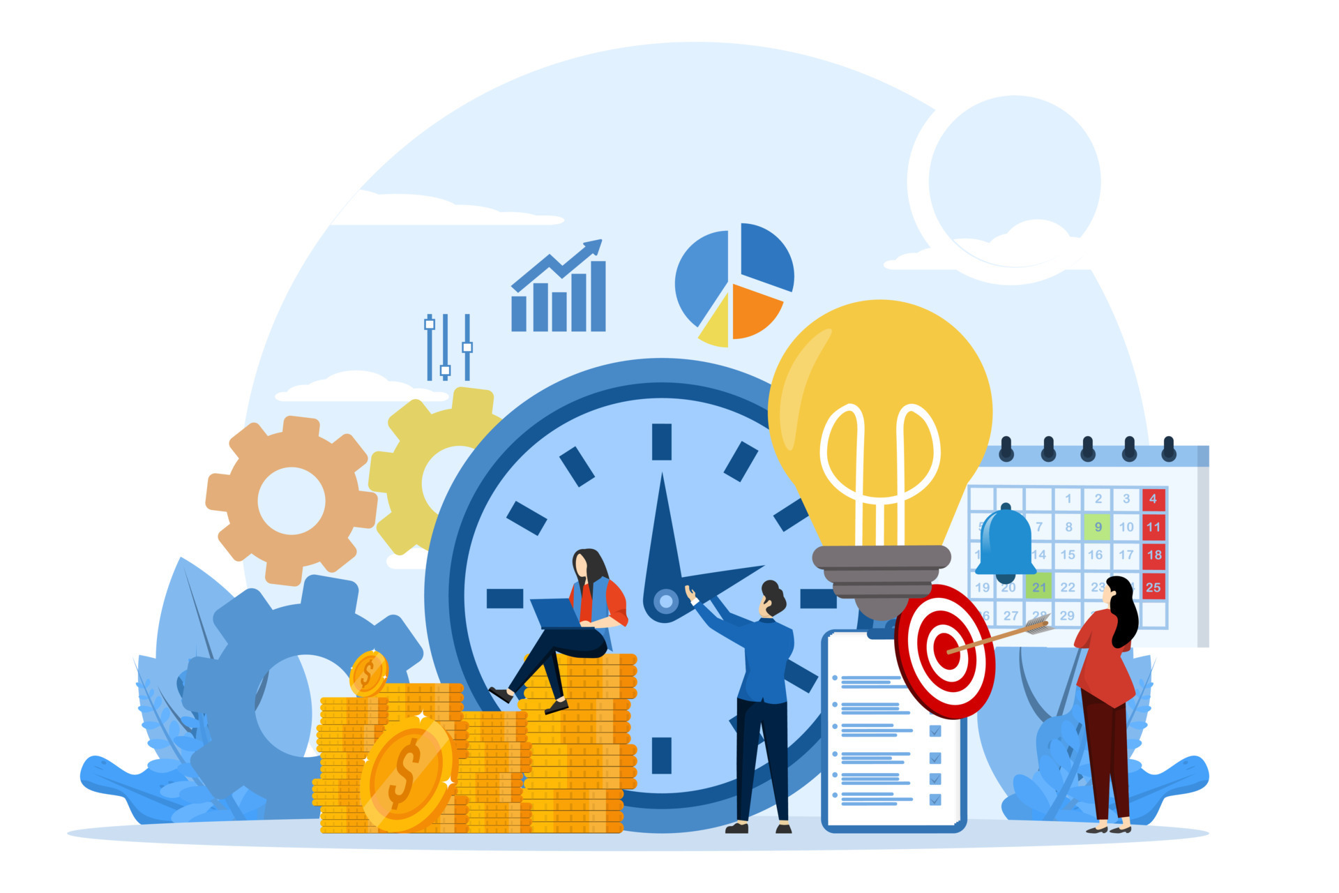 Work time management concept. Time management planning, organization