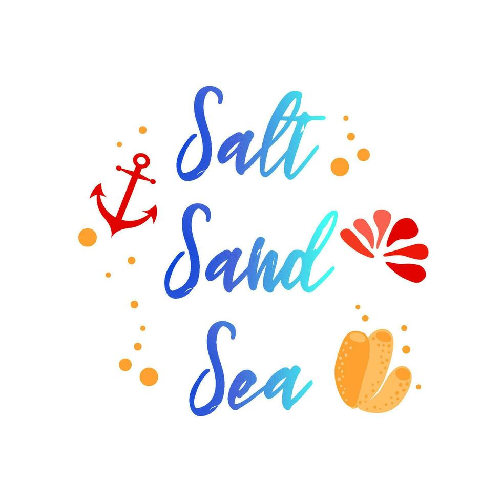 sal mar mar. vector inspirador vacaciones y viaje citar con ancla, agua conchas marinas estrellas coral. tipográfico bandera para tarjeta, invitación, imprimir, etiqueta, firmar, logo, icono, póster tarjeta postal